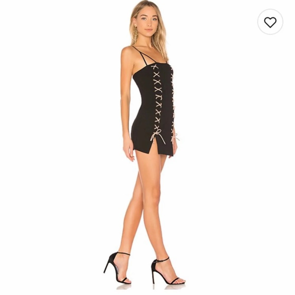 REVOLVE H:OURS tie up black and pink dress